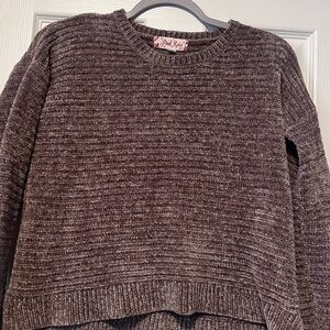 Pink Rose Women's Textured Brown Sweater